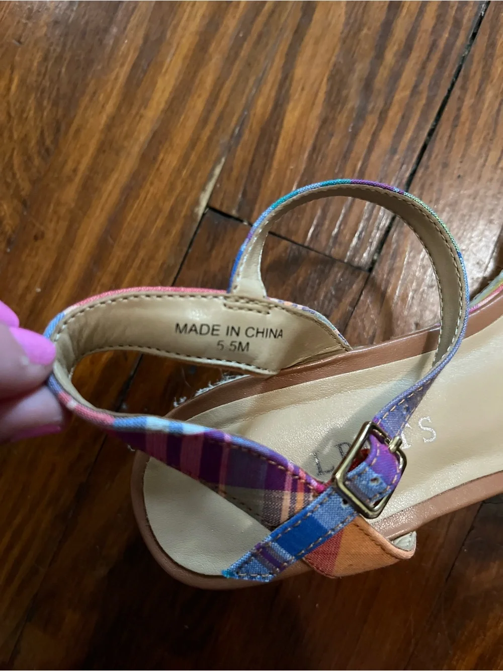 Talbots Multicolor Madras Plaid Open-Toe Slingback Espadrille Sandals